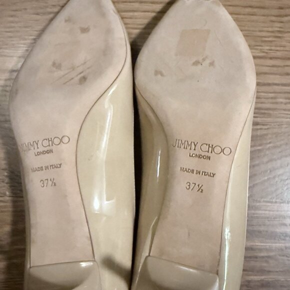 Jimmy Choo Nude Patent Leather Pointed Toe Pumps - Picture 16 of 16